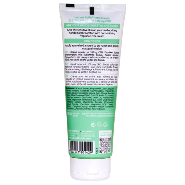 Aphrodite Instant Relief Hand Cream with Olive Oil & CBD (100mg) - Image 2