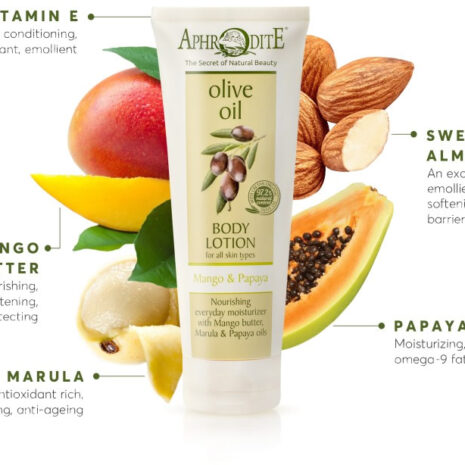 Aphrodite Body Lotion with Mango & Papaya core ingredients