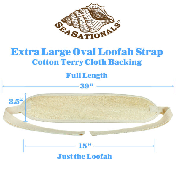 Large Oblong Loofah Back Scrubber and Shower Strap - Image 2